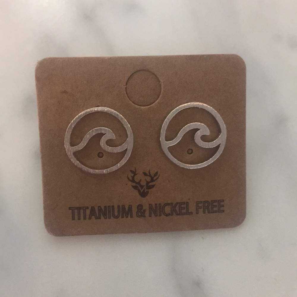 Silver Waves Circle Earrings